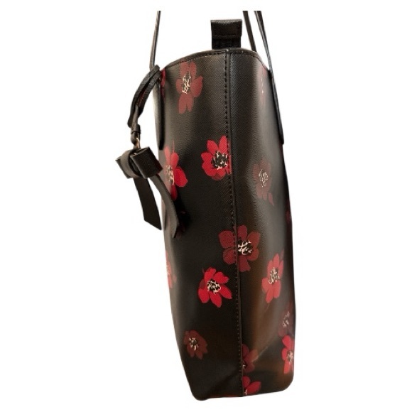 KATE SPADE WOMEN’S BRYNN TOTE DANCING BLOOMS BLACK MULTI COLOR PURSE - Picture 3 of 7